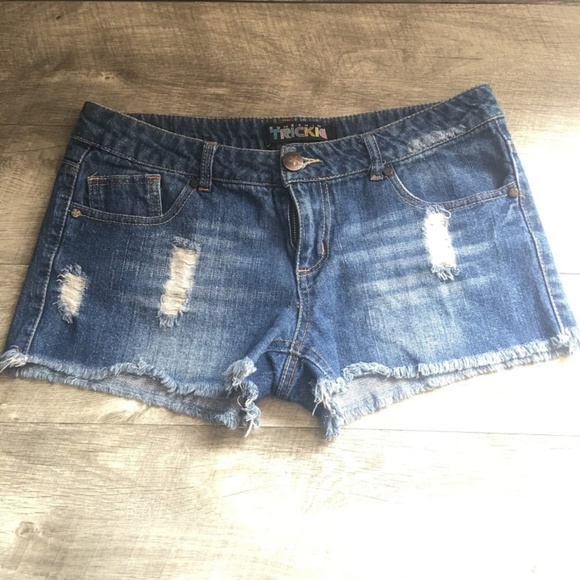 Something Trickie Jean Mini Shorts - Picture 1 of 4